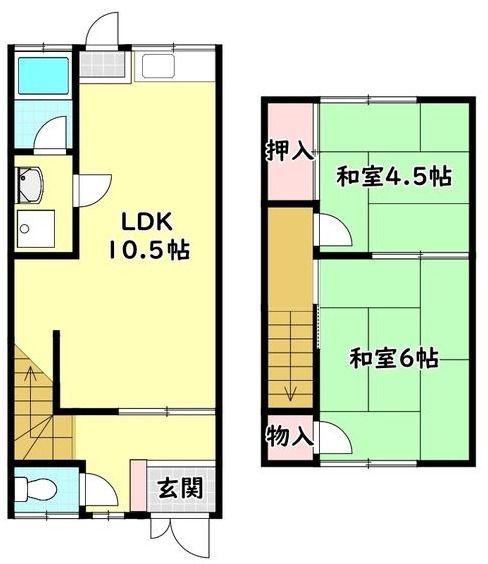 北田貸家の間取り写真