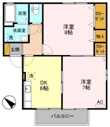 新潟市中央区親松のアパートの間取り