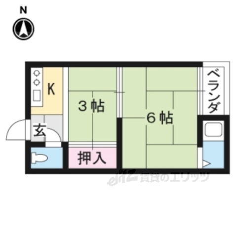 京都市山科区日ノ岡夷谷町のアパートの間取り