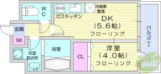 仙台市青葉区子平町のマンションの間取り