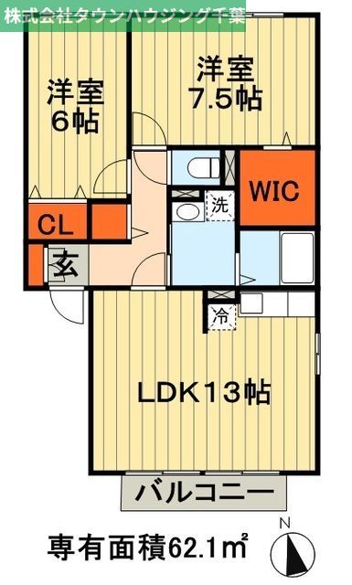 千葉市稲毛区稲毛町のアパートの間取り