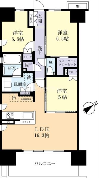 パークホームズ取手１４０１号室の間取り