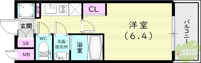 【神戸市兵庫区駅南通のマンションの間取り】