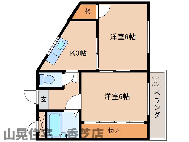 香芝市関屋のマンションの間取り