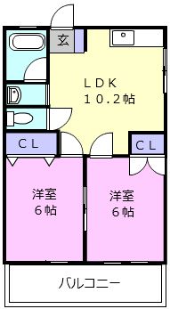 津市片田志袋町のアパートの間取り