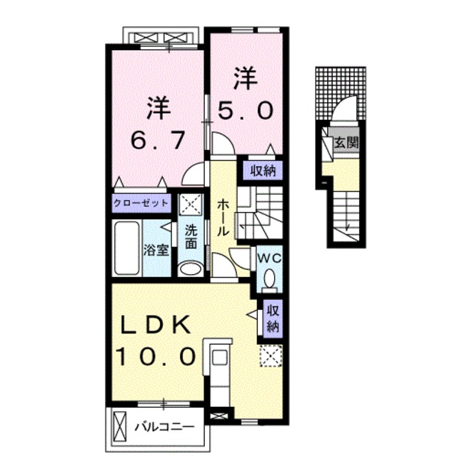 京都市左京区岩倉中在地町のアパートの間取り