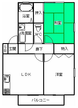 【ひたちなか市大字足崎のアパートの間取り】