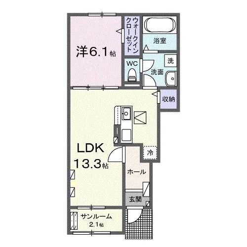 【白石市西益岡町のアパートの間取り】