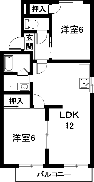 東海市富貴ノ台のアパートの間取り