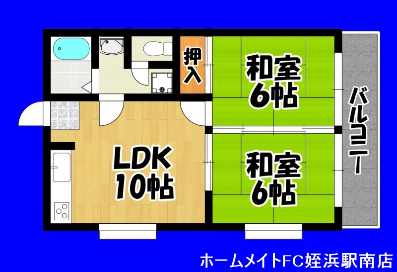 福岡市西区周船寺のマンションの間取り