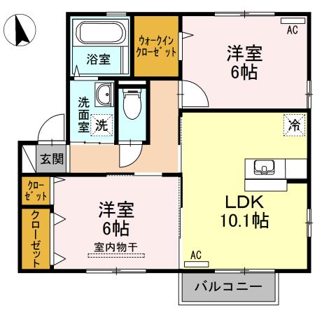 高松市木太町のアパートの間取り