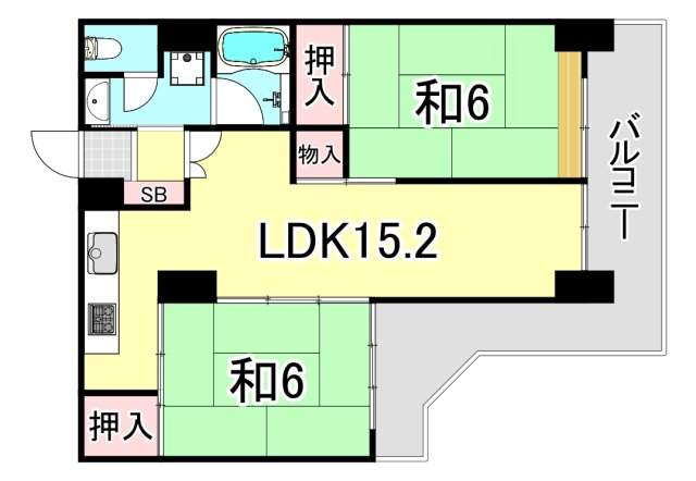 西宮市高須町のマンションの間取り