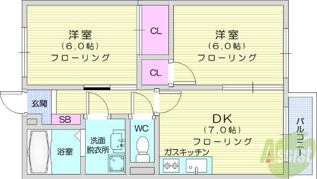 岩沼市栄町のアパートの間取り