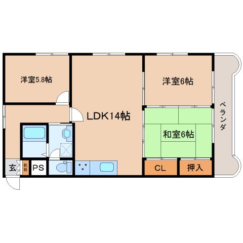 静岡市駿河区馬渕のマンションの間取り