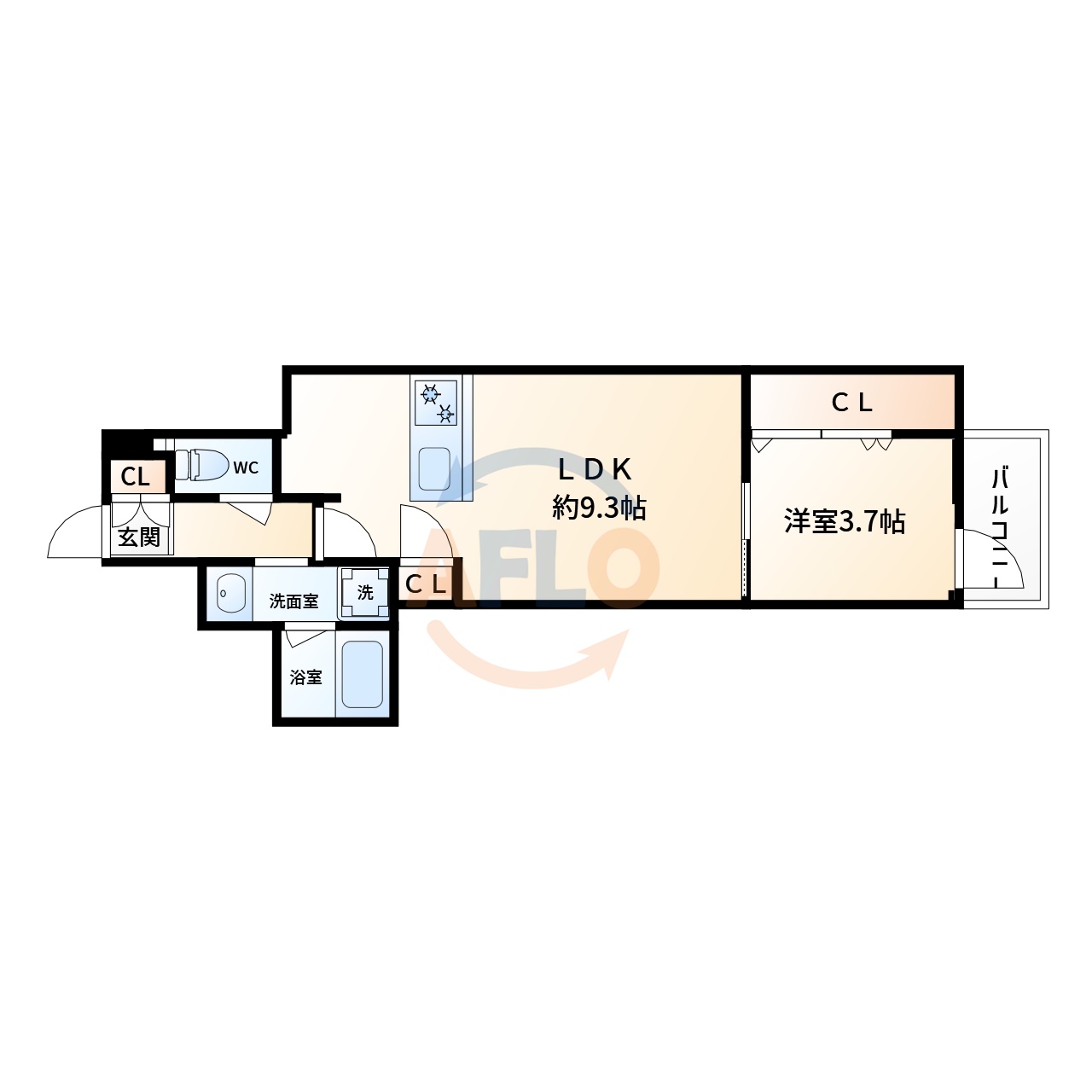 大阪市西区南堀江のマンションの間取り