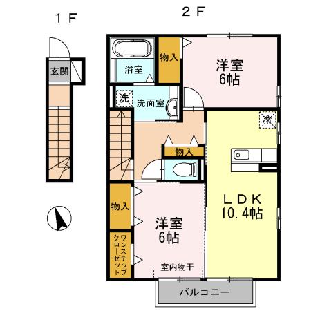 蒲郡市栄町のアパートの間取り