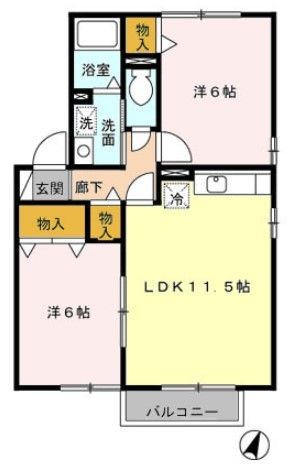 坂戸市大字石井のアパートの間取り