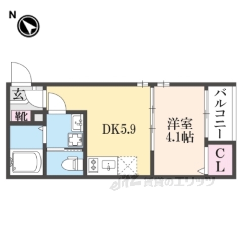 京都市伏見区石田大山町のアパートの間取り