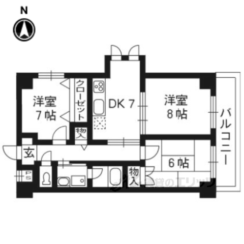 京都市右京区常盤古御所町のマンションの間取り