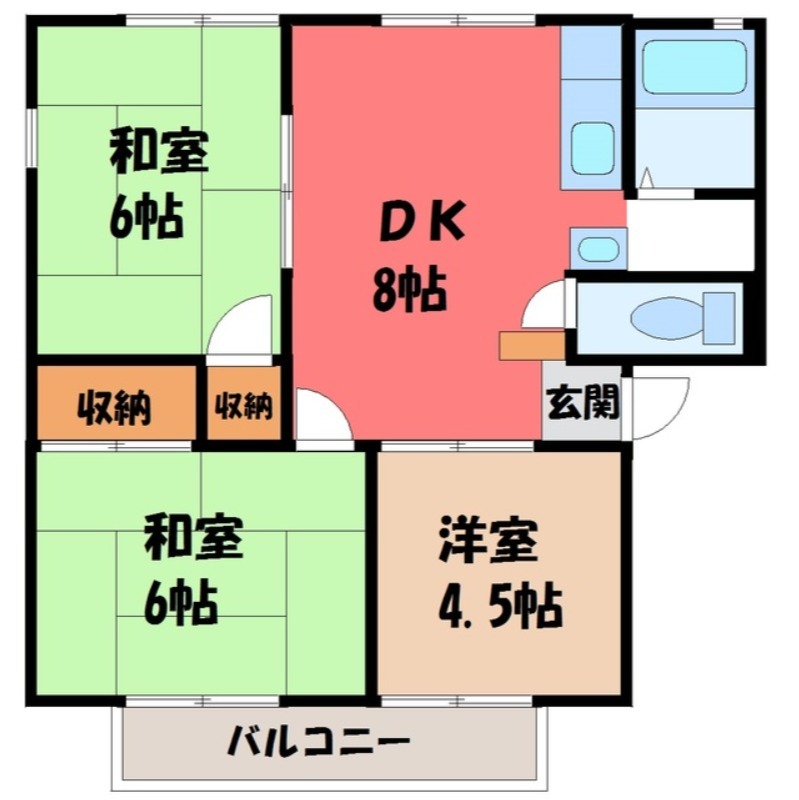 栃木市大平町富田のアパートの間取り