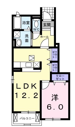 岡山市北区辛川市場のアパートの間取り