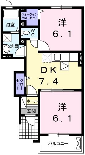 姫路市香寺町溝口のアパートの間取り