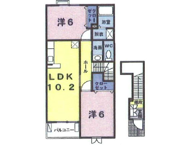 山陽小野田市大字西高泊のアパートの間取り