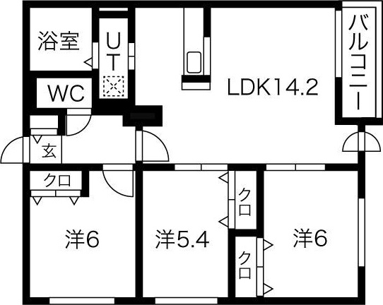 札幌市東区本町一条のマンションの間取り