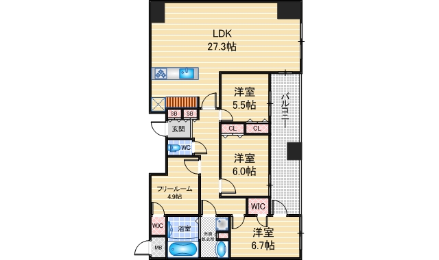 S-RESIDENCE千種belvia TOWERの間取り写真