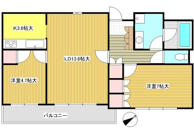 ＪＲ横須賀線 保土ケ谷駅 徒歩15分 6階建 築30年の間取り写真