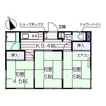 【郡山市田村町徳定のアパートの間取り】