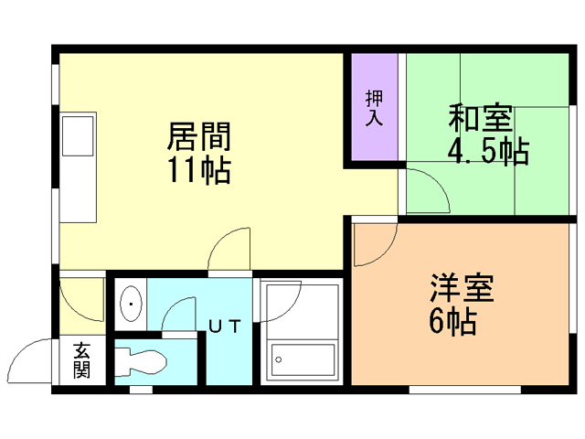 函館市柏木町のアパートの間取り