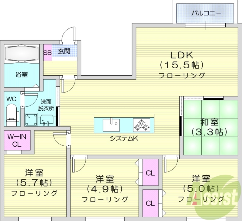 タウンハウス山鼻の間取り