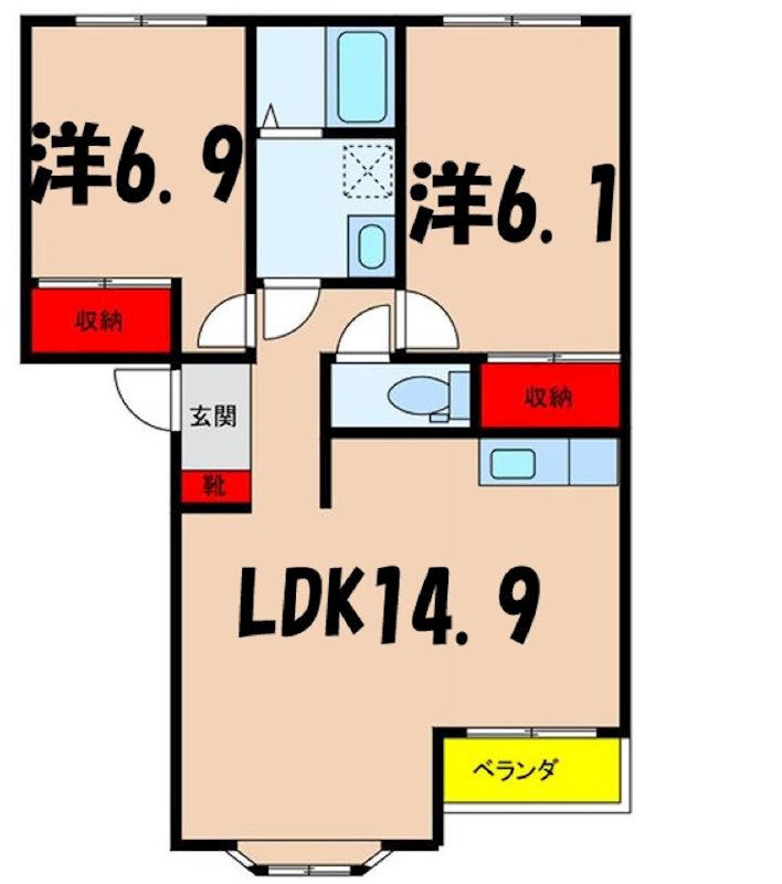 上伊那郡南箕輪村のアパートの間取り