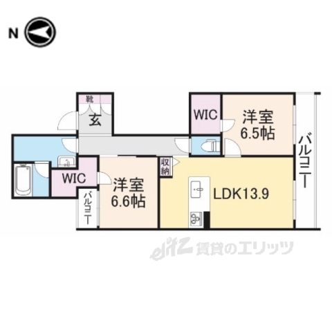 橿原市新賀町のマンションの間取り