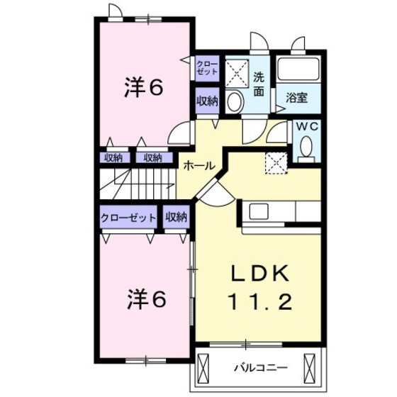 岡山市北区御津野々口のアパートの間取り