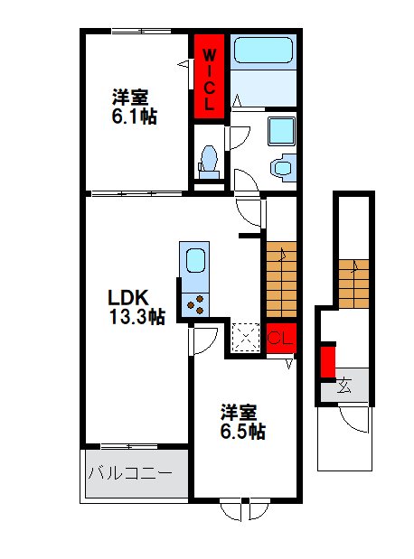 福津市宮司のアパートの間取り