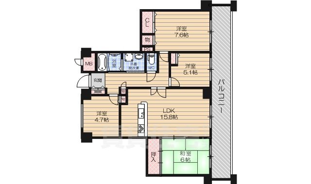 堺市堺区田出井町のマンションの間取り