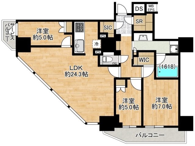 リバーガーデンタワー上町台筆ヶ崎の間取り