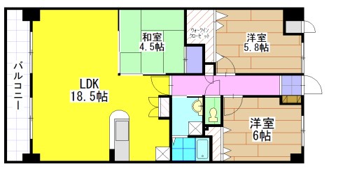 北九州市八幡東区白川町のマンションの間取り