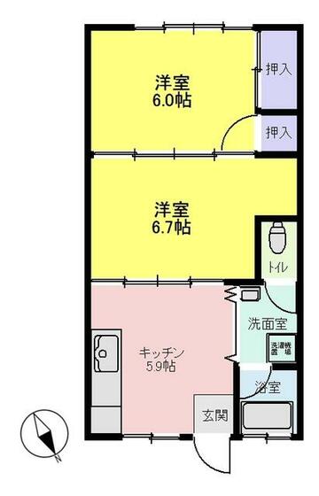 粉名口ハイツＡの間取り