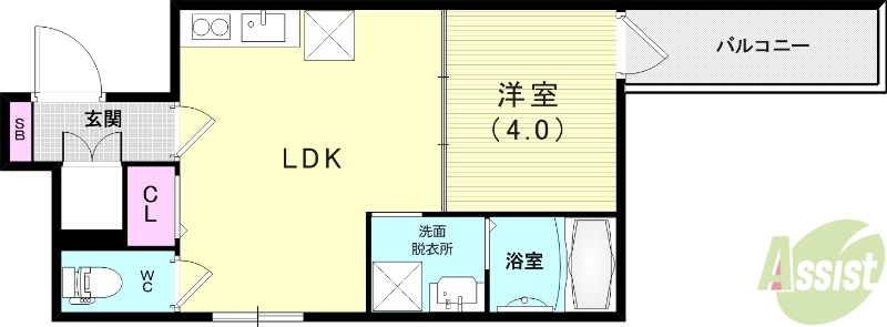 神戸市兵庫区切戸町のアパートの間取り