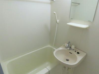 バス・シャワールーム　洗面台とユニット式のお風呂です