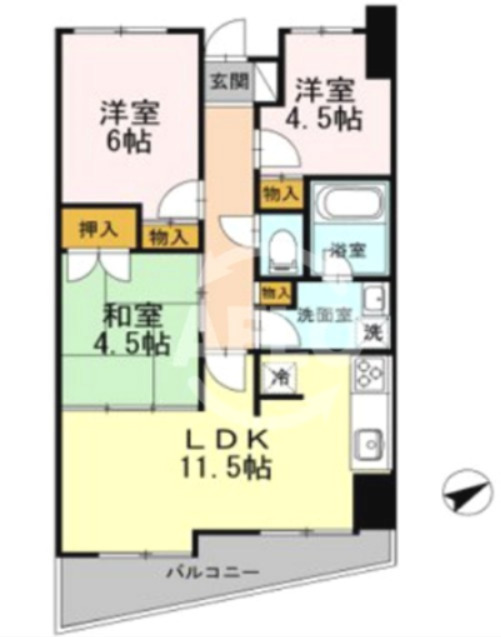 【大阪市阿倍野区阿倍野筋のマンションの間取り】