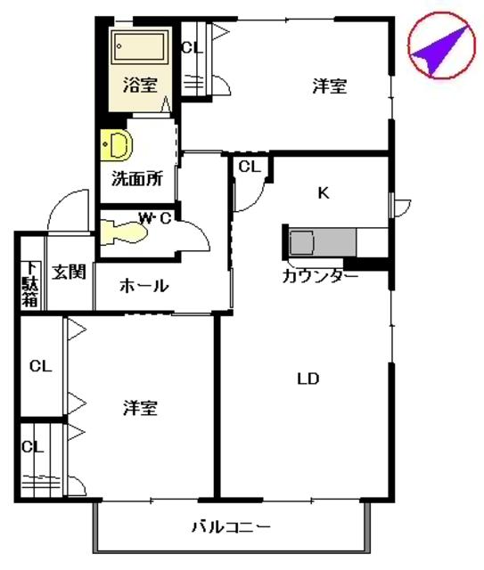 ディアコート鉄輪　Ａ棟の間取り