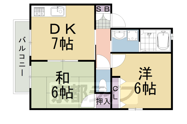 京都市西京区山田葉室町のアパートの間取り