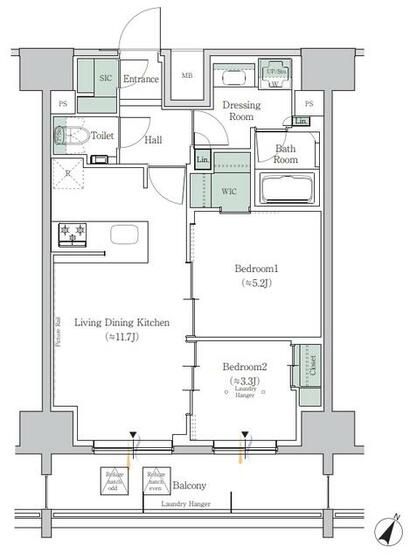 港区芝浦のマンションの間取り