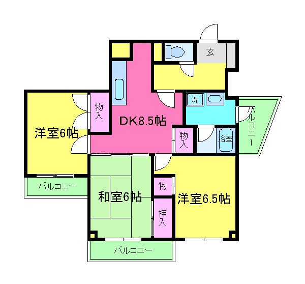 京都市西京区大枝沓掛町のマンションの間取り