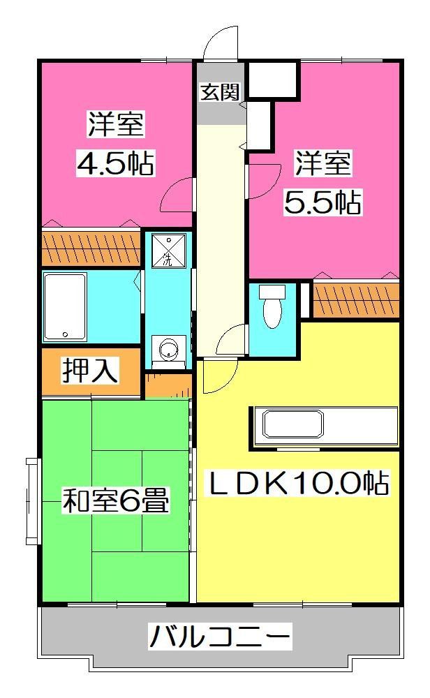 所沢市美原町のマンションの間取り