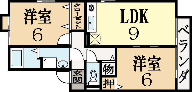 城陽市枇杷庄のアパートの間取り